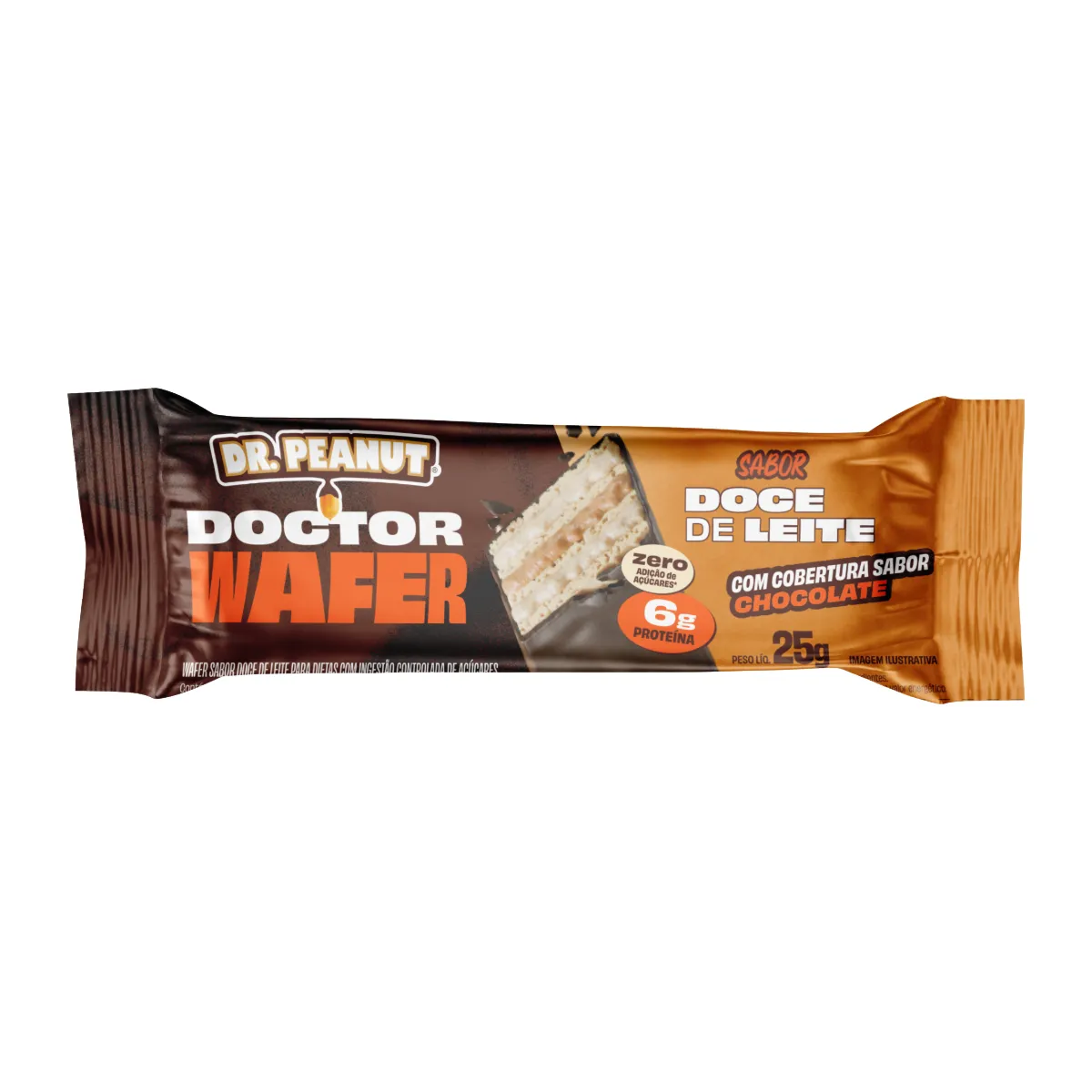 Doctor Wafer Dr Peanut Doce de Leite Zero Açúcar 25g