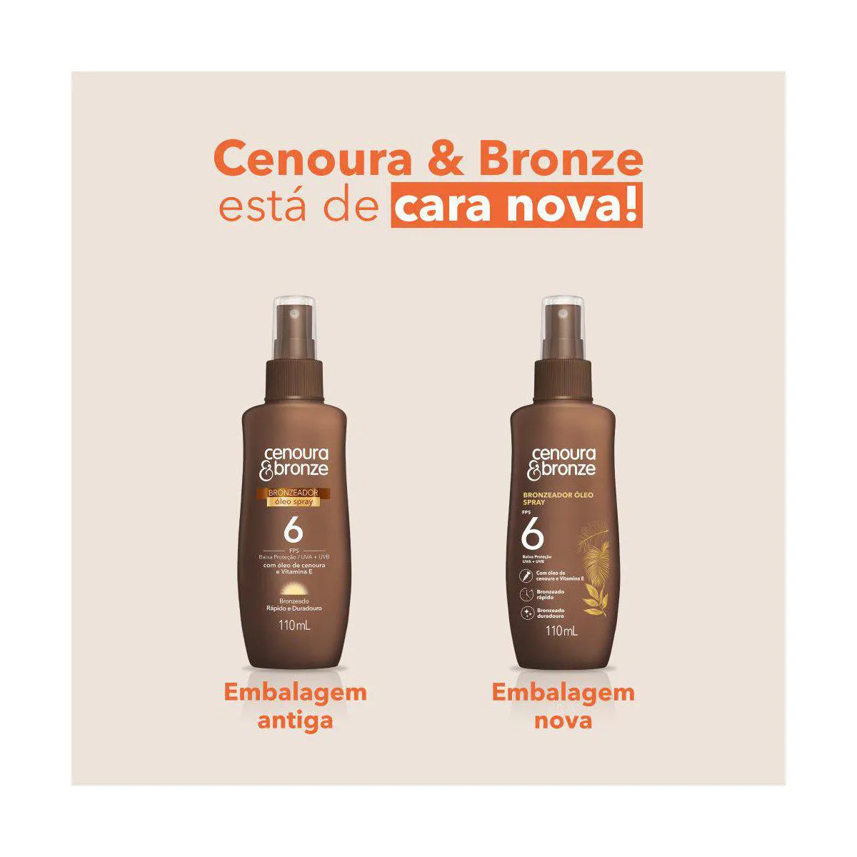 Óleo Bronzeador Cenoura & Bronze FPS 6 Óleo Spray 110ml