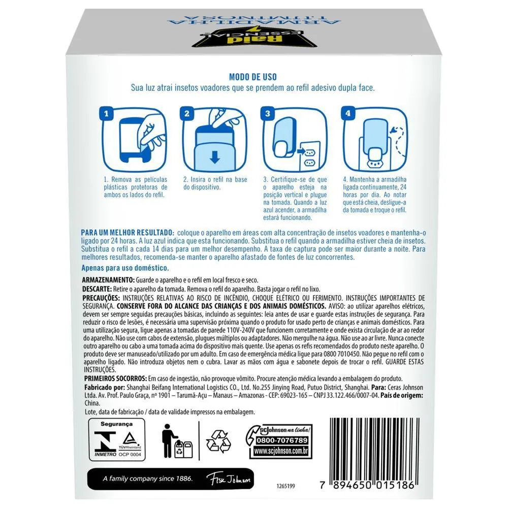 Kit Raid Essencial Aparelho Armadilha Luminosa + 3 Refis