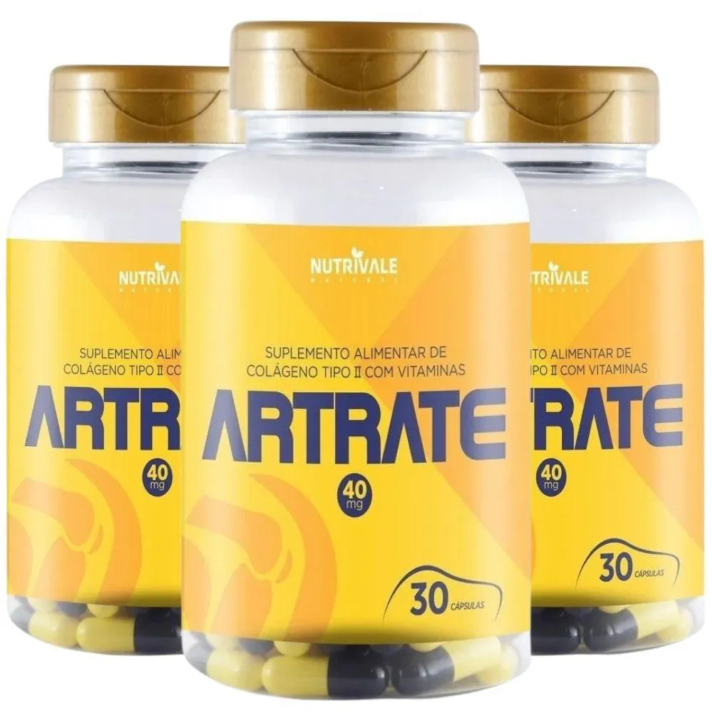 Kit 3X Artrate (Colageno Tipo 2 com Vitaminas) 30 Capsulas - Nutrivale