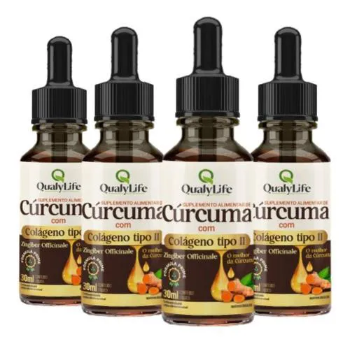 Colágeno Tipo 2 e Curcumina em Gotas 4 X 30ml Qualylife