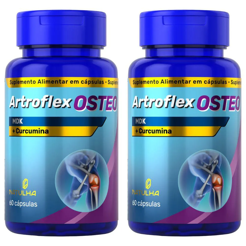 Kit 2X Artroflex Osteo ( Curcumina, Magnésio, Vitamina D3 e K2) 60 Cápsulas - Natulha
