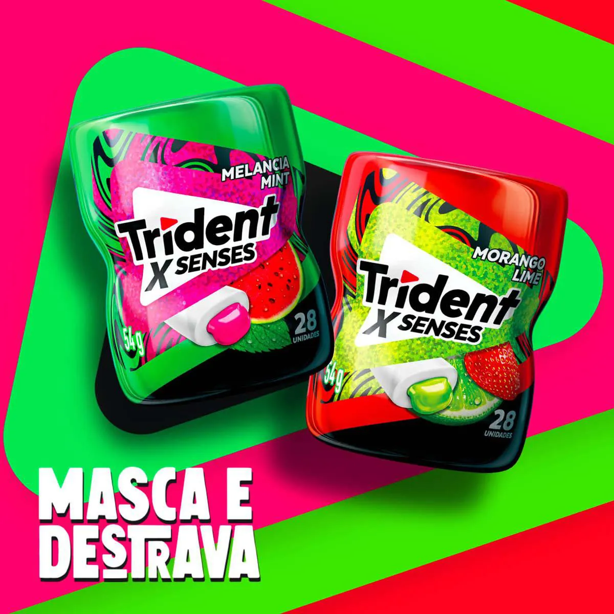 Goma de Mascar Trident X Senses Melancia Mint Sem Açúcar 54g