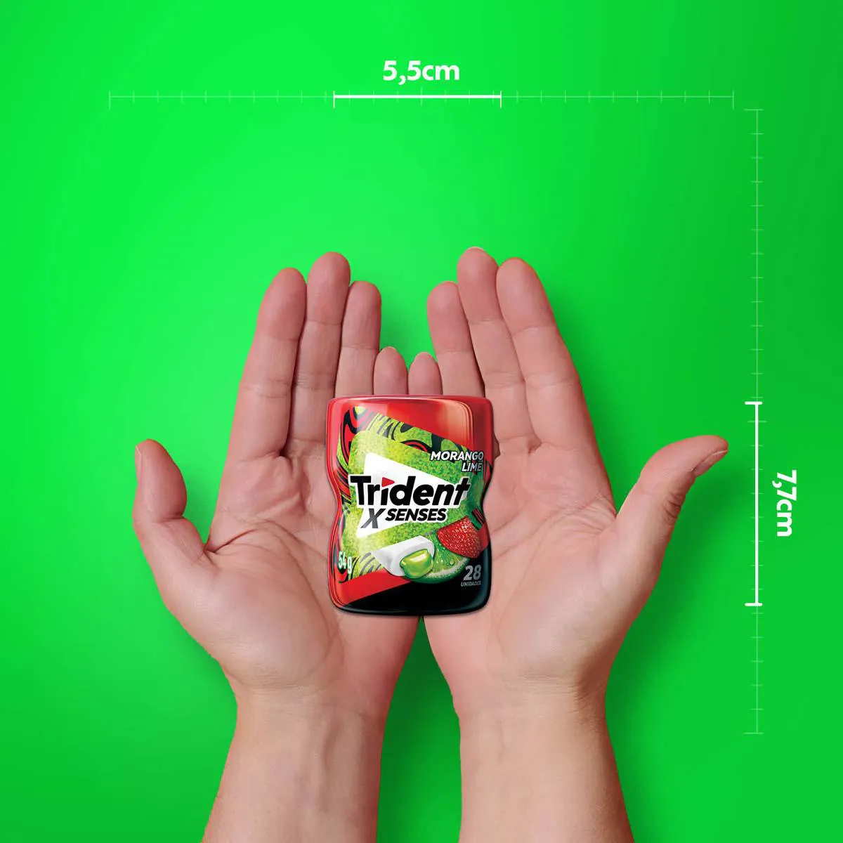 Goma de Mascar Trident X Senses Morango Lime Sem Açúcar 54g