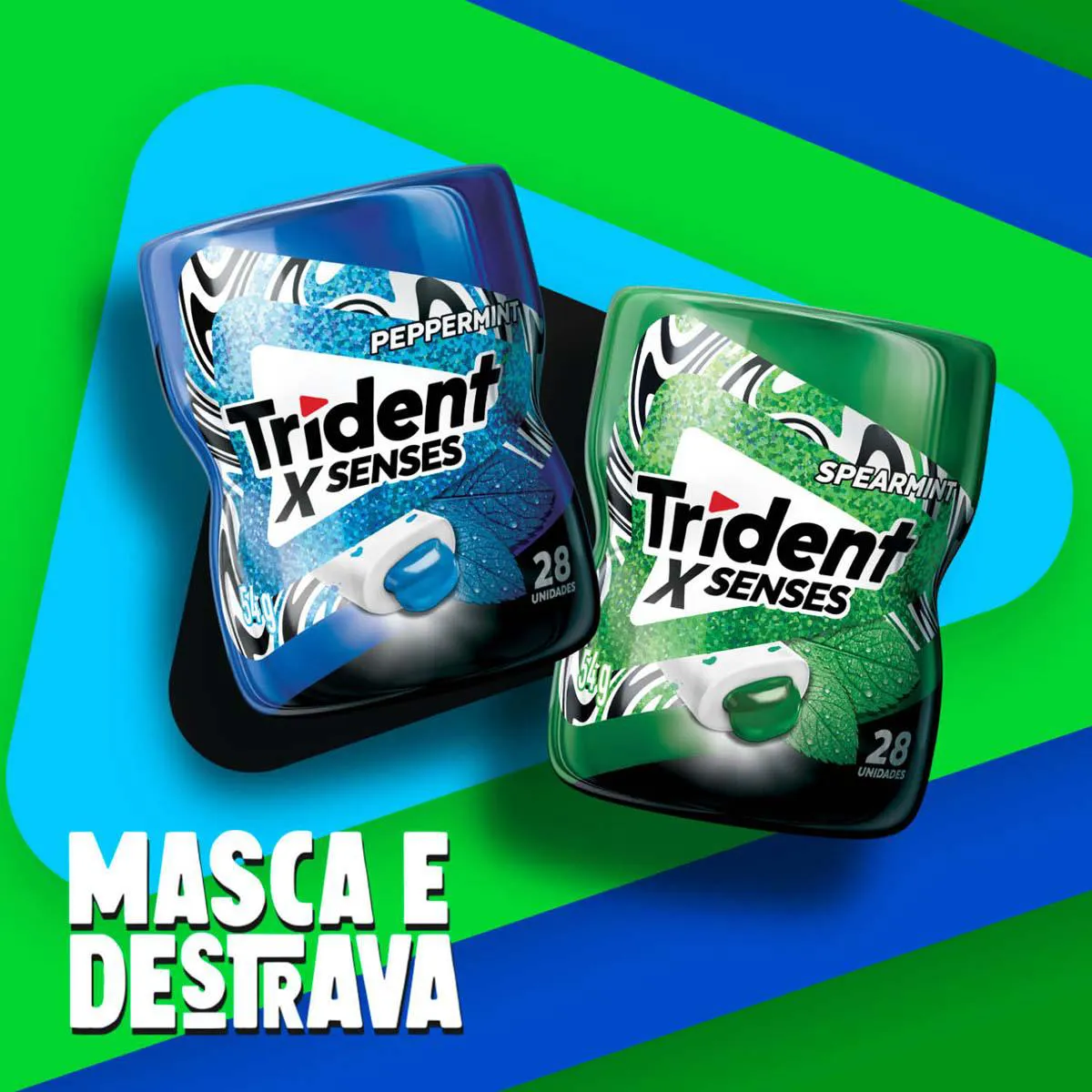 Goma de Máscar Trident X Senses Hortelã Sem Açúcar 54g