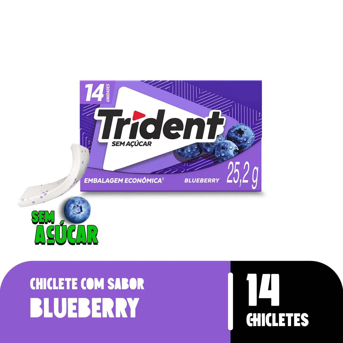 Goma de Mascar Trident Blueberry Sem Açúcar 25,2g
