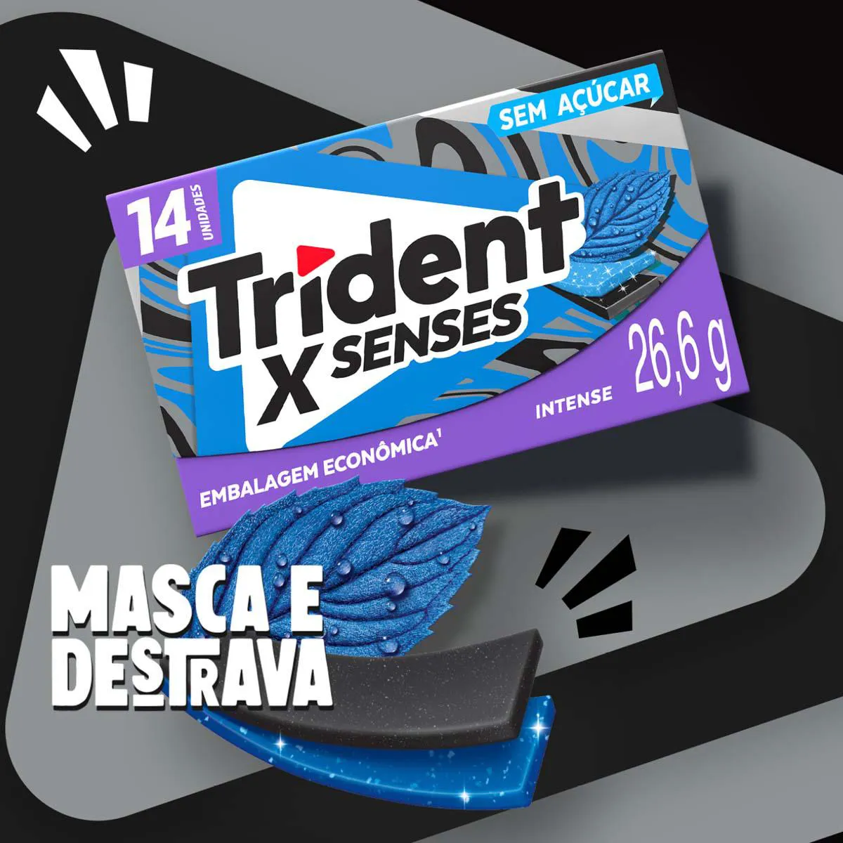 Goma de Mascar Trident Fresh Intense Sem Açúcar 26,6g