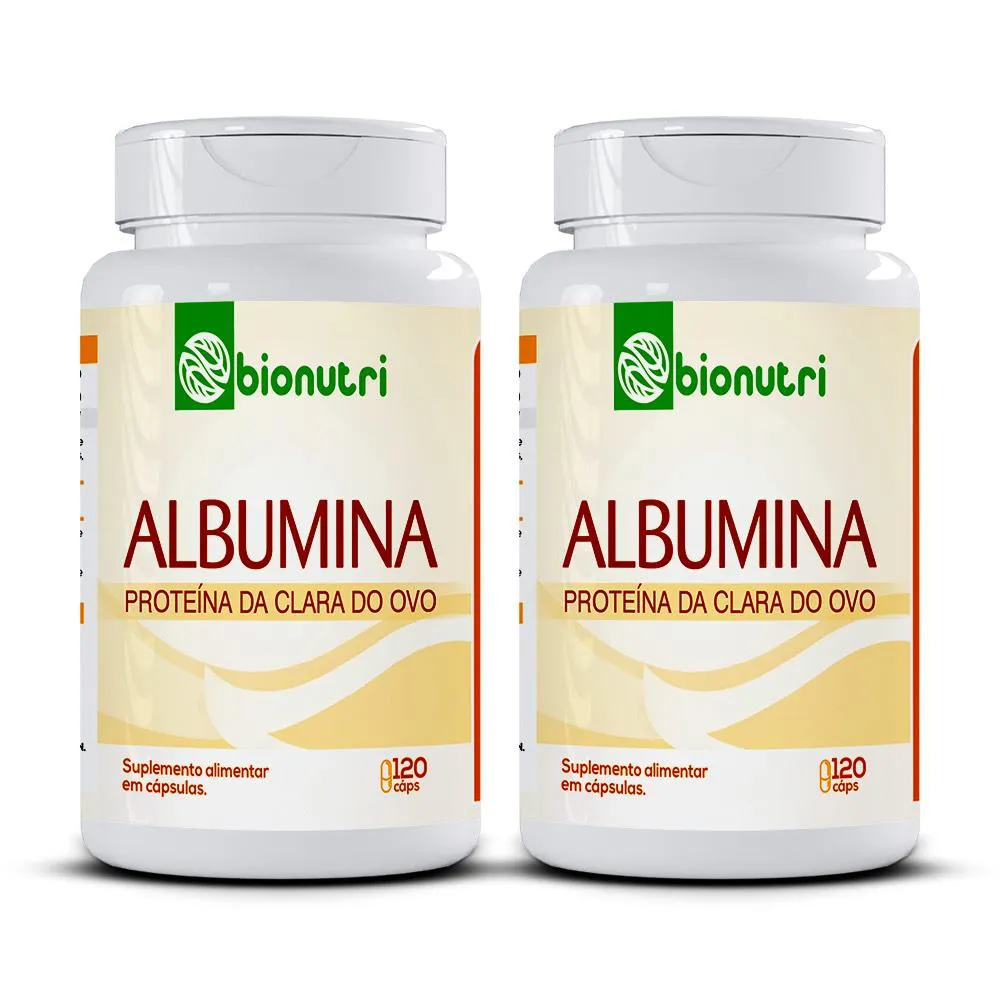 Kit 2x Albumina 100% Proteina Pura 500mg 120 cápsulas - Bionutri.