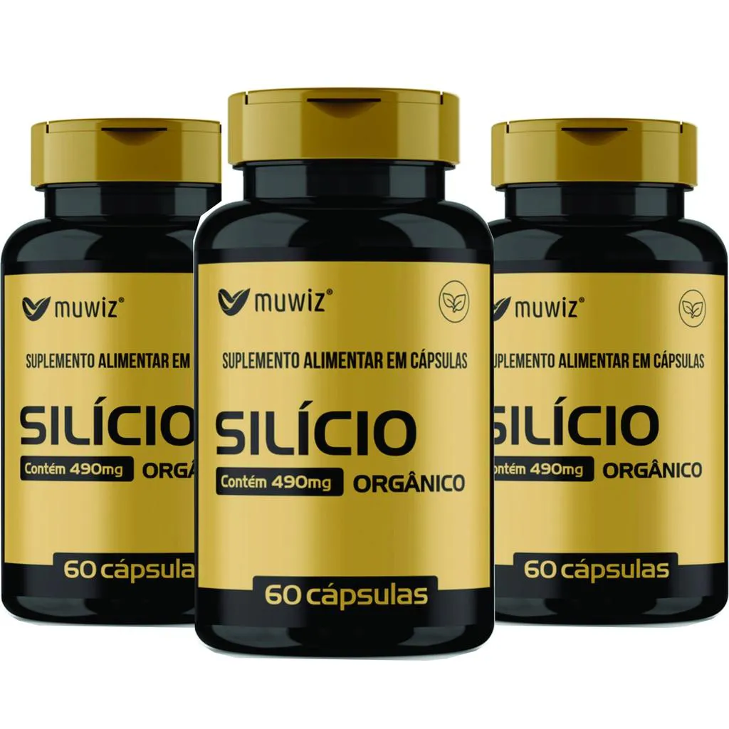 Kit 3x Silício Orgânico 490mg 60 cápsulas Muwiz