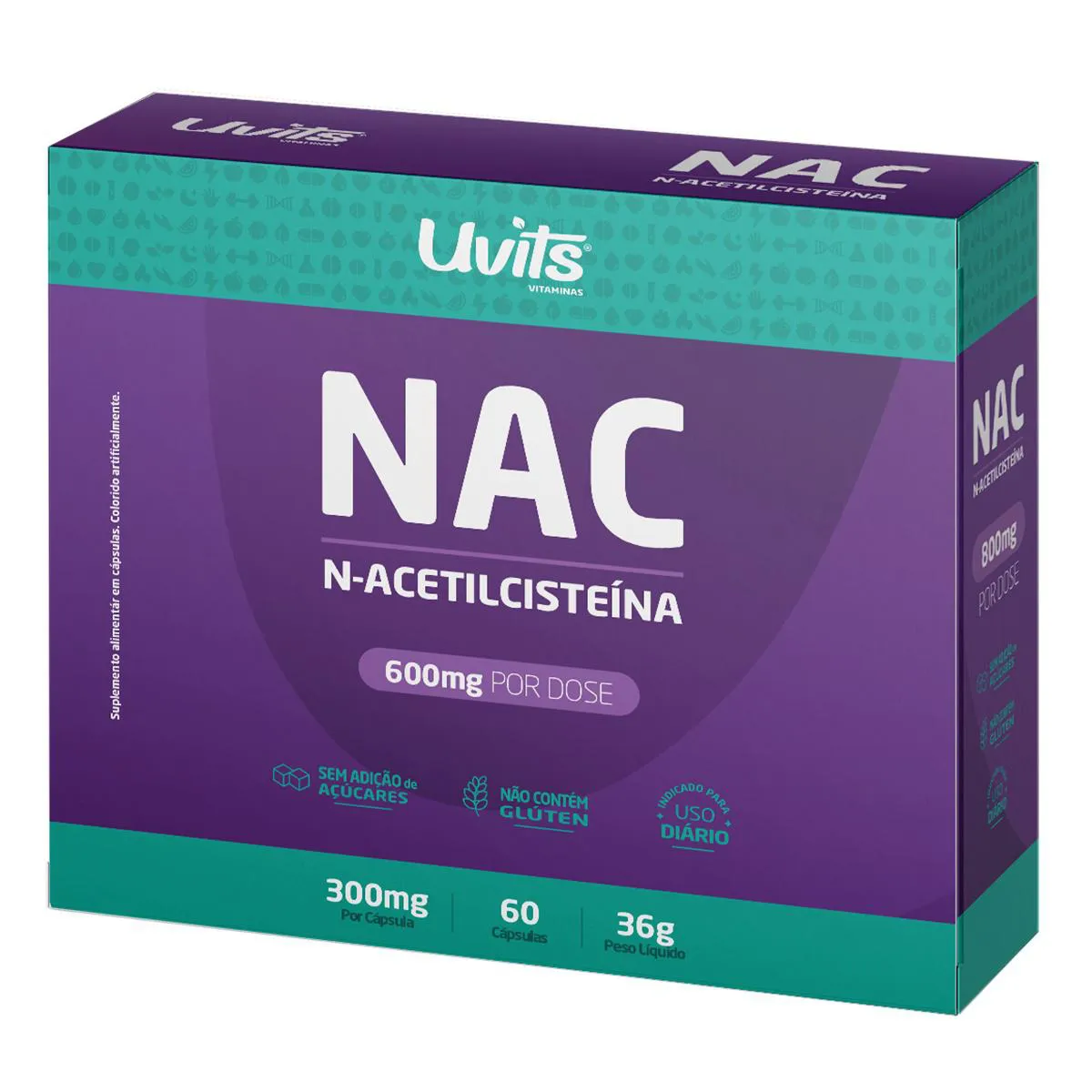 Nac N-Acetilcisteína 600mg dose 60 Cápsulas Sem Sabor