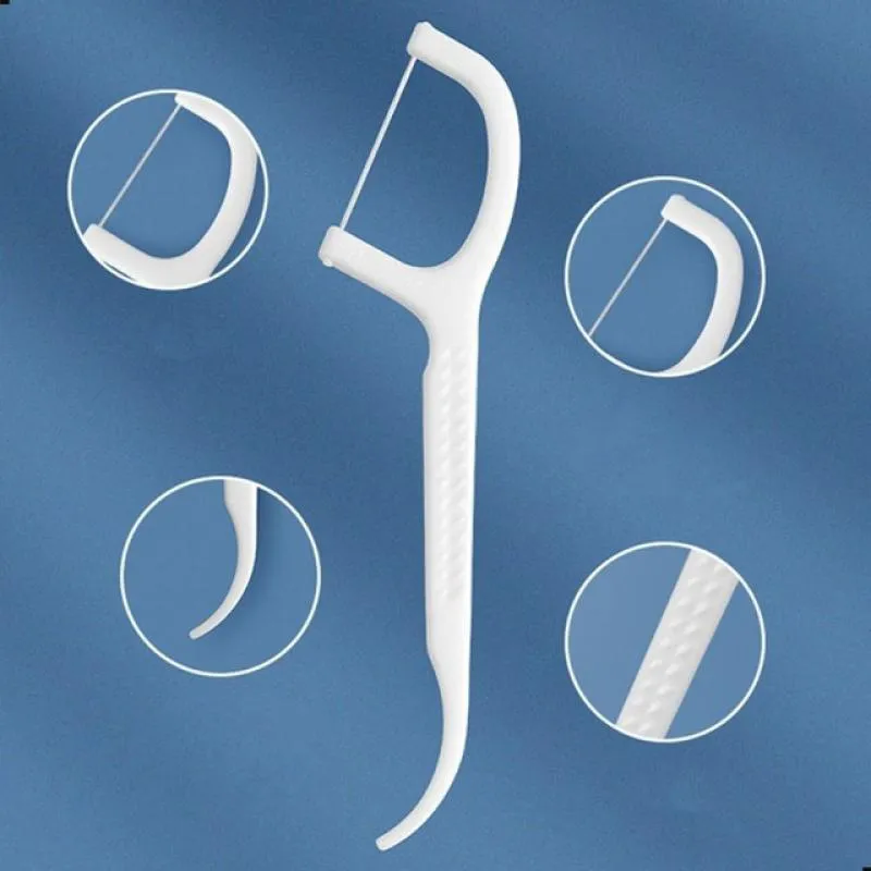 Kit 30 Fios Dentais com Cabo Haste Dental Flosser Descartável Higiene Bucal Portátil