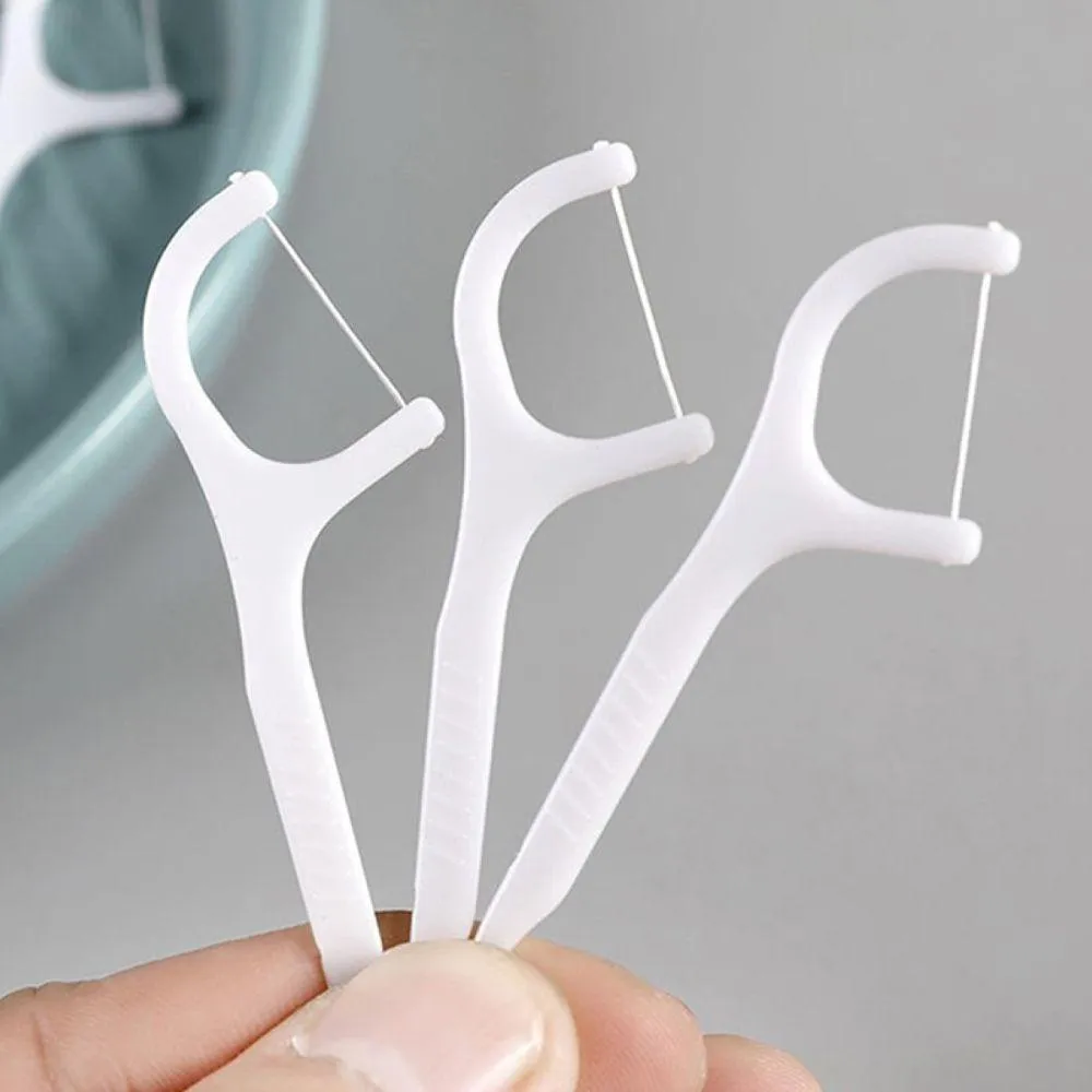 Kit 30 Fios Dentais com Cabo Haste Dental Flosser Descartável Higiene Bucal Portátil