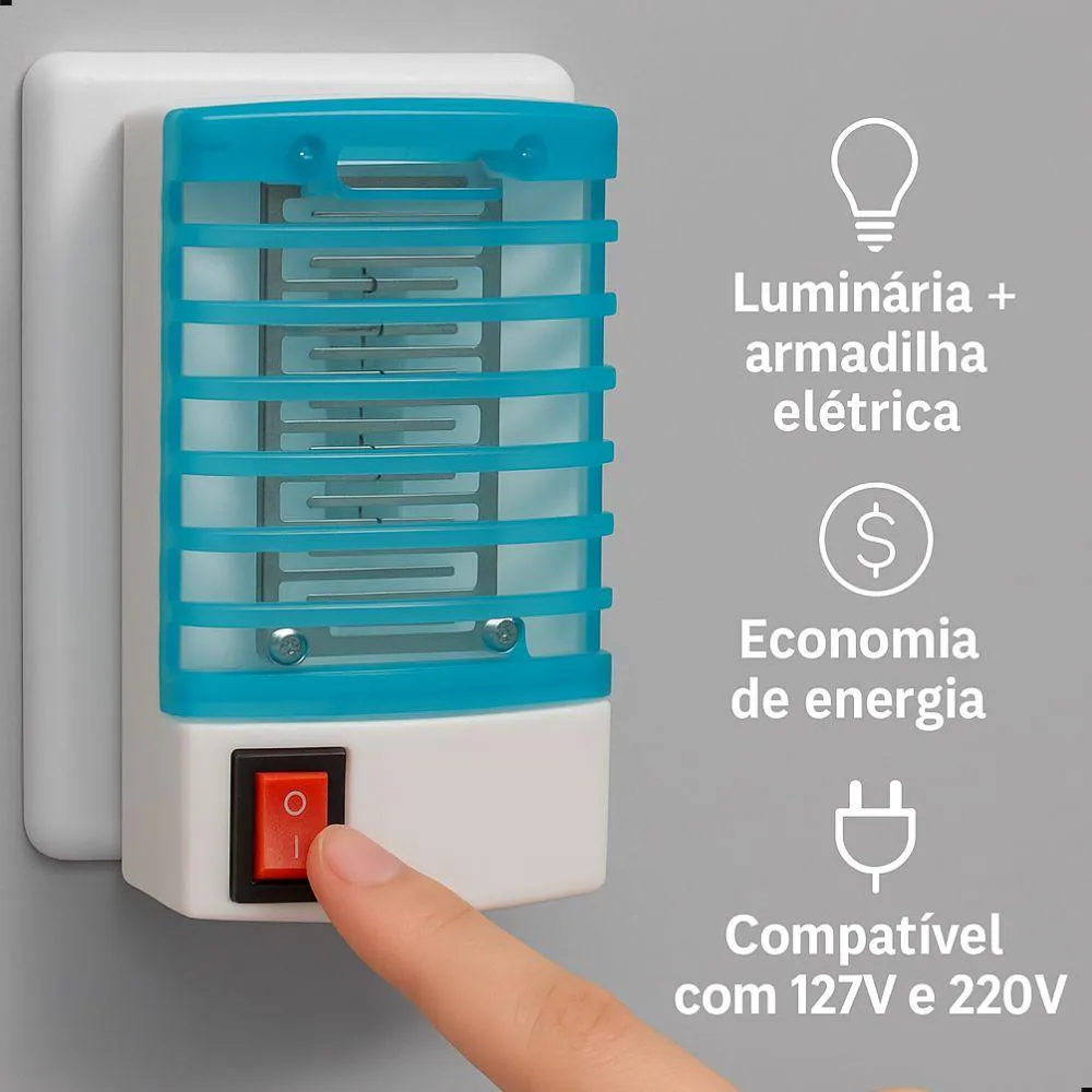 Luminária Elétrica Abajur Noturno Armadilha de Mosquito e Insetos 127–220V Cor Sortida