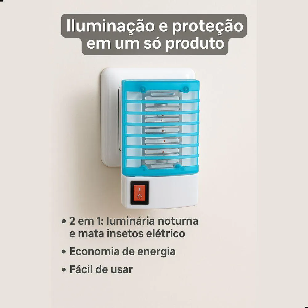 Luminária Elétrica Abajur Noturno Armadilha de Mosquito e Insetos 127–220V Cor Sortida