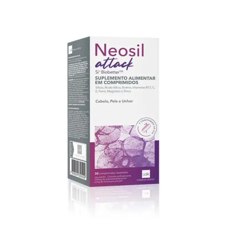 Polivitaminico Neosil Attack para Cabelos, Unhas e Pele 30 Comprimidos