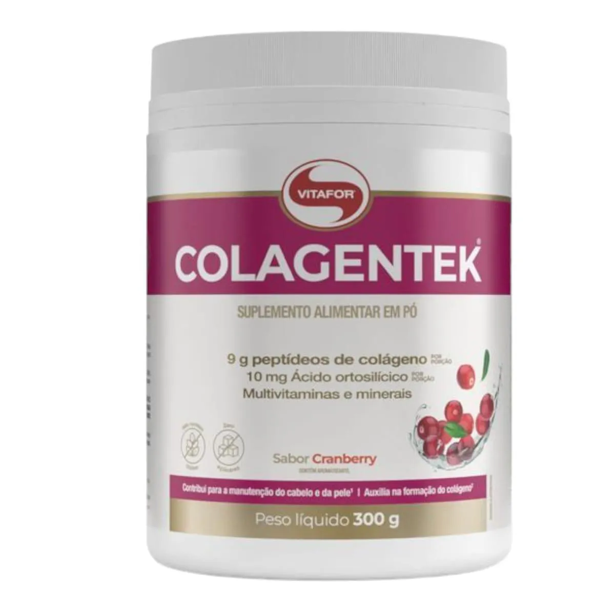 Colagentek Pote 300G Cranberry Vitafor