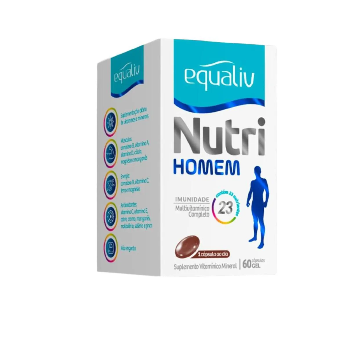 Vitamina Equaliv Nutri Homem com 60 Cápsulas em Gel