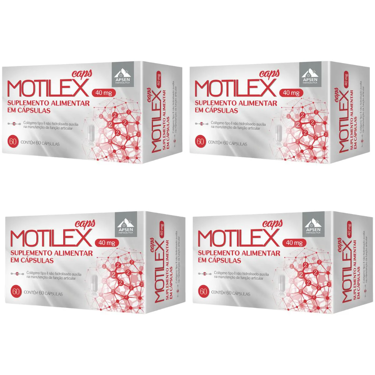 Kit 4 Cx Motilex Caps C/60 - Colágeno Tipo 2