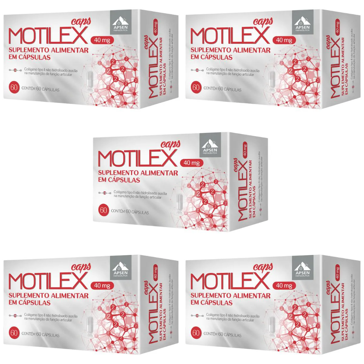 Kit 5 Cx Motilex Caps C/60 - Colágeno Tipo 2