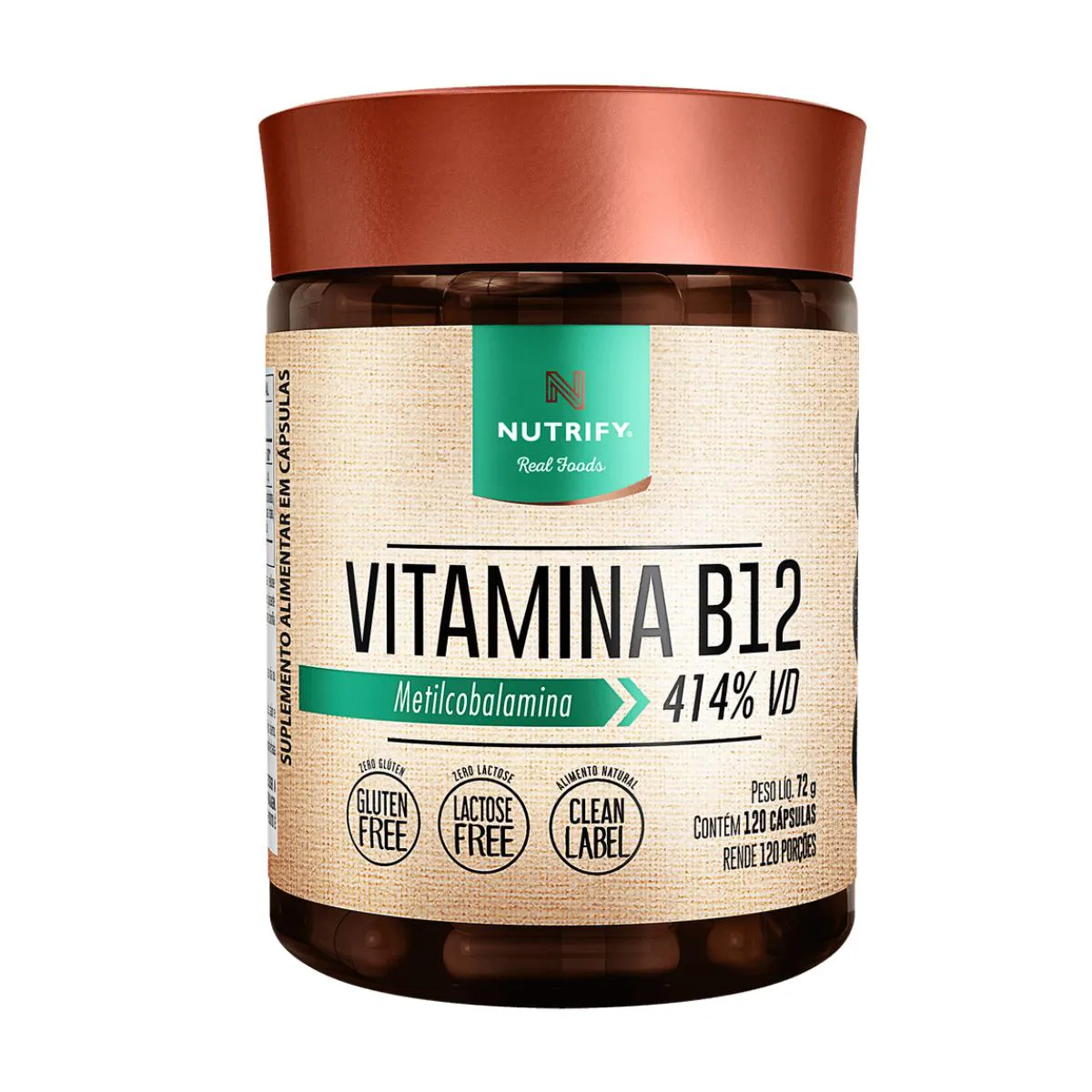 Vitamina B12 Metilcobalamina 414% Vd Vegana Nutrify 120 Capsulas SEM Sabor