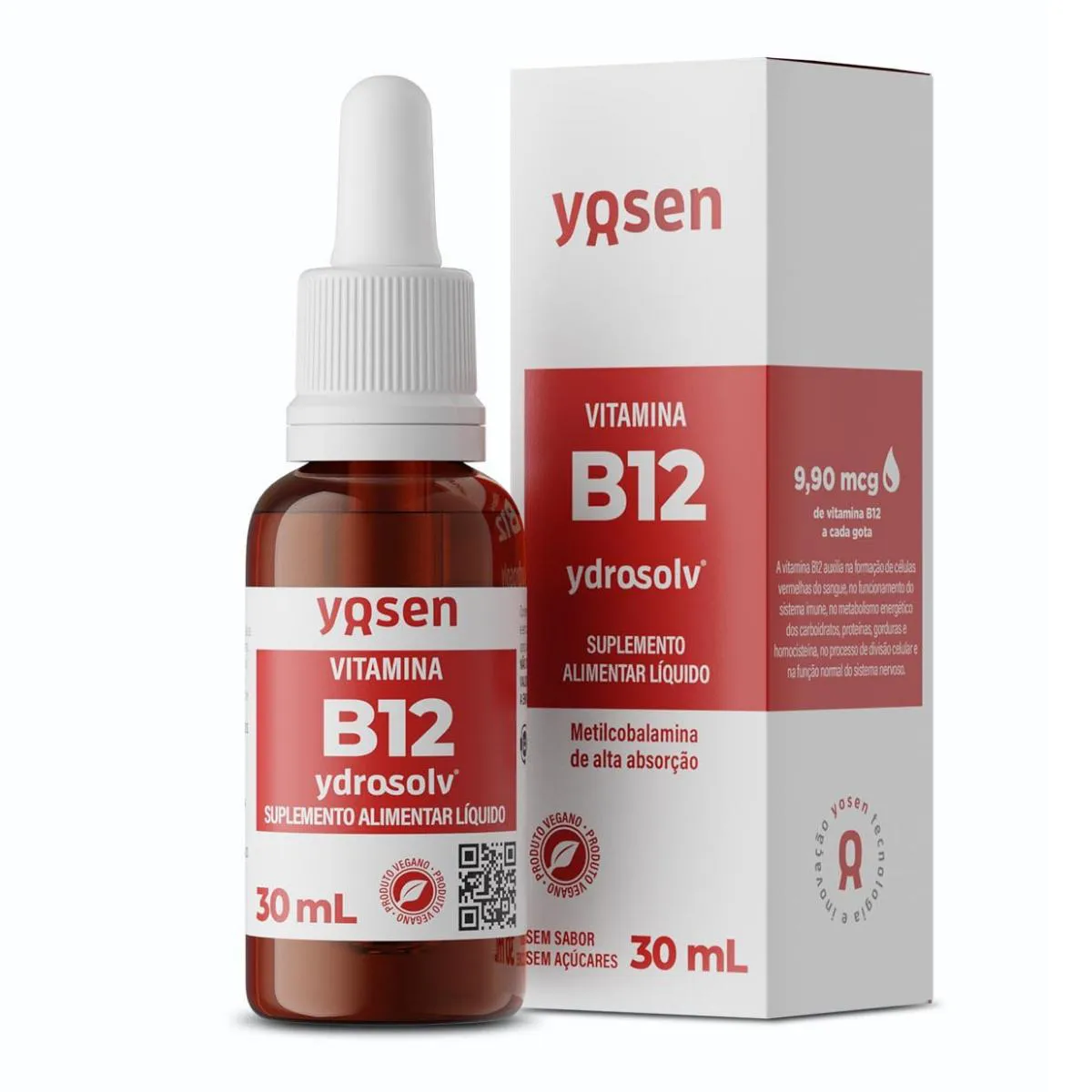 Vitamina B12 Metilcobalamina Ydrossolv Yosen 30Ml SEM Sabor