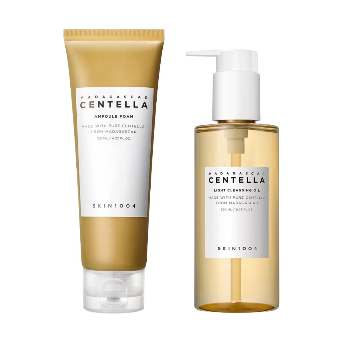 Kit Facial Skin 1004 Madagascar Centella Oléo de Limpeza Light Cleansing Oil 200ml + Espuma de Limpeza Ampoule Foam 125ml