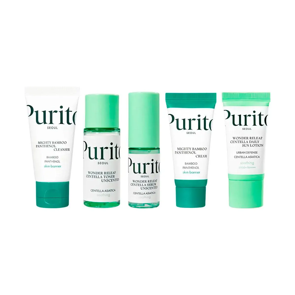 Best Kit Facial Purito Gel de Limpeza + Tônico + Sérum + Creme + Protetor Solar