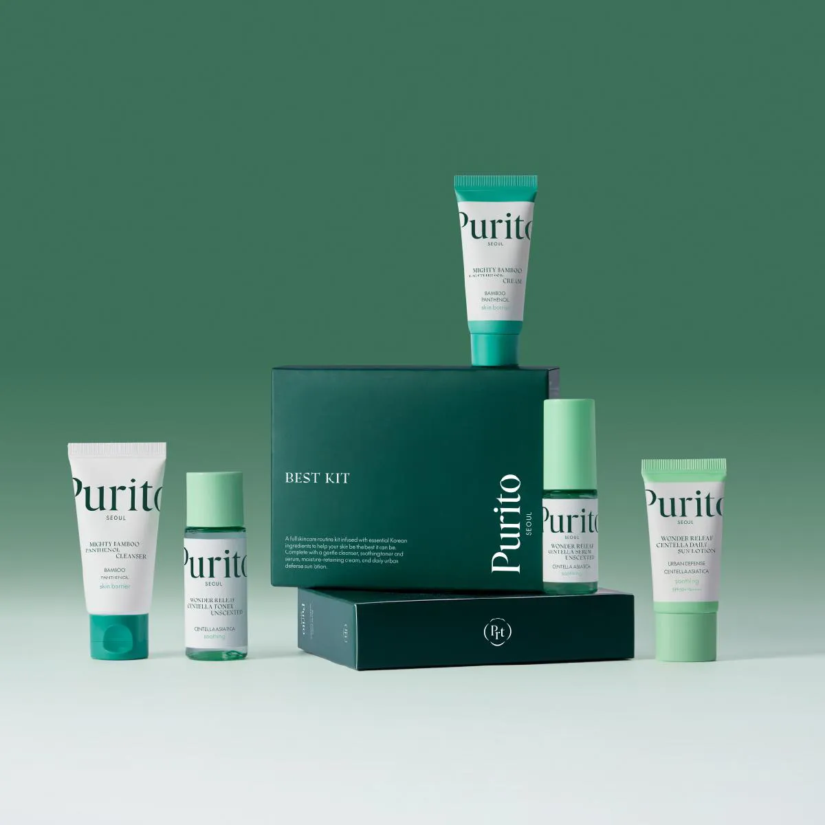Best Kit Facial Purito Gel de Limpeza + Tônico + Sérum + Creme + Protetor Solar