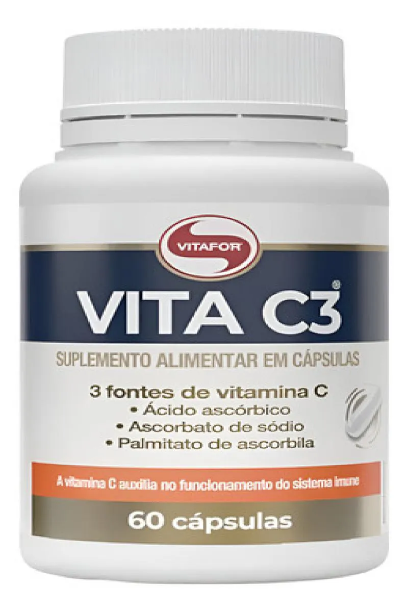 Vitamina C Vit C3 60 Caps 3 Fontes de Vitamina C Vitafor