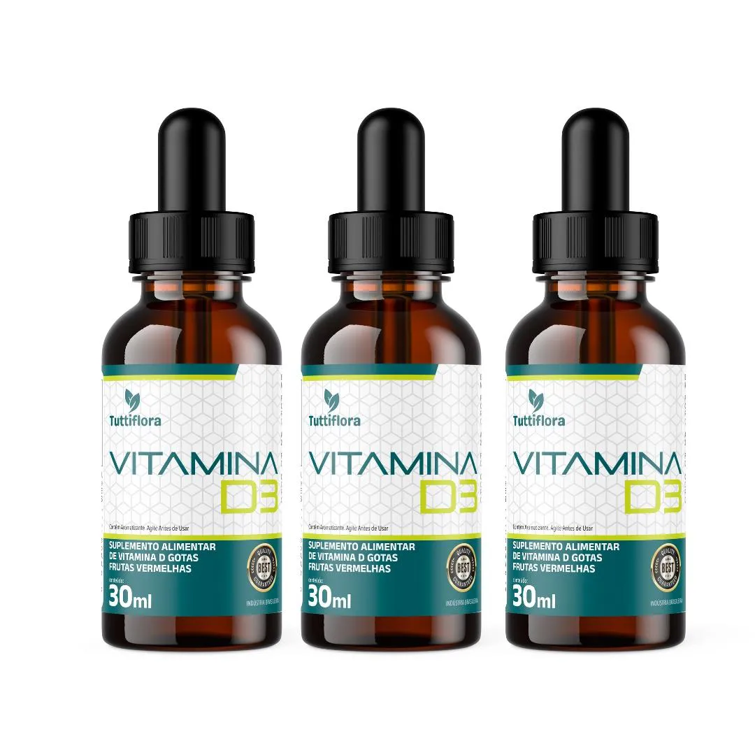 Kit 3X Vitamina D3 Sabor Laranja 30Ml Tuttiflora