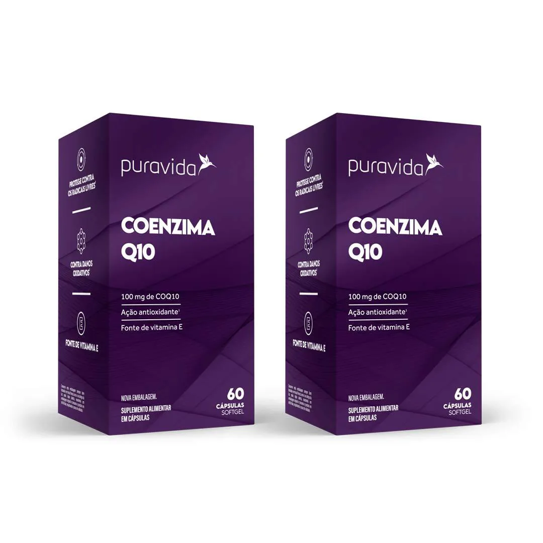 Kit 2 Coenzima Q10 com Vitamina e 100Mg - 60 Caps - Puravida