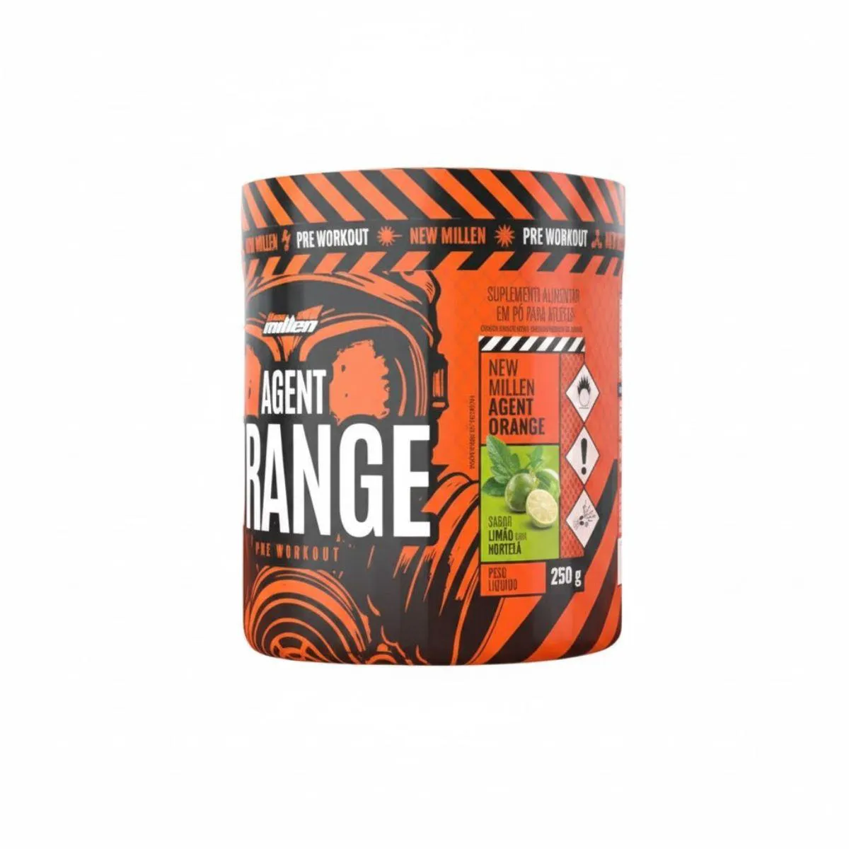 Agent Orange Limão com Hortelã Pré Treino Foco e Resiliência 250G New Millen