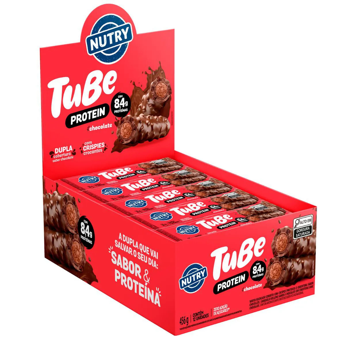 Tubo de Proteína Nutry Tube Protein Chocolate 12 Unidades 38G