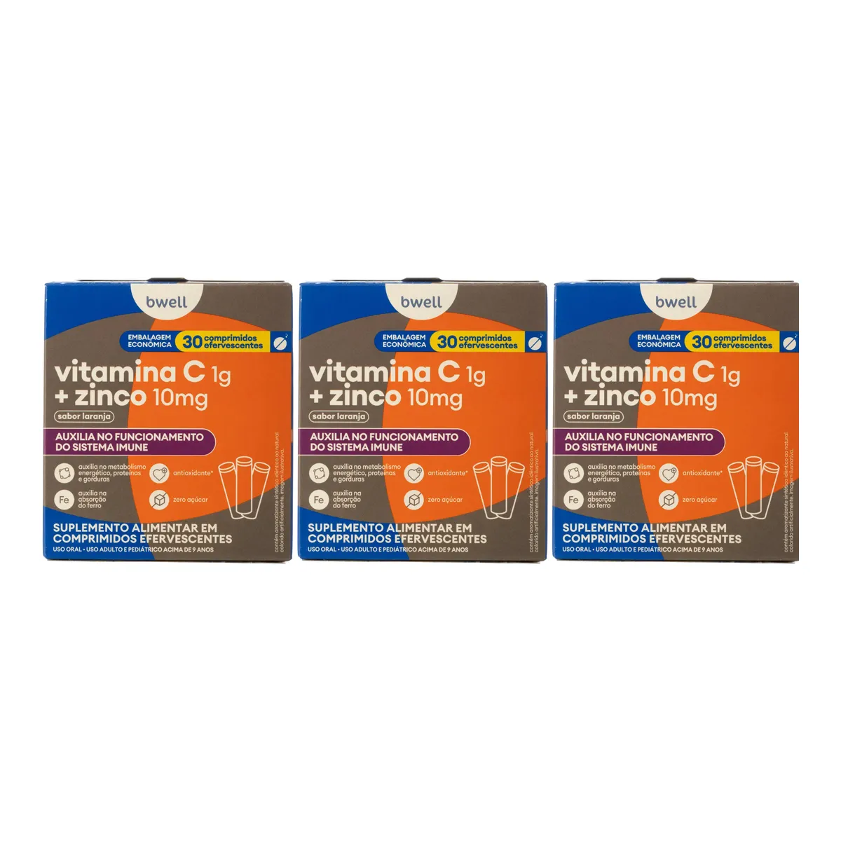 Vitamina C + Zinco bwell 30 Comprimidos Efervescentes