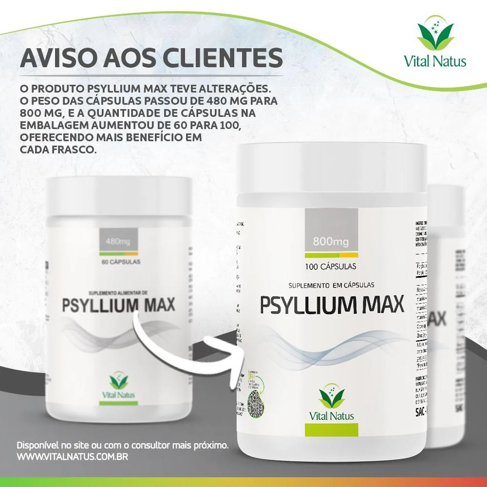 Psyllium Max 800Mg C/100 Capsulas