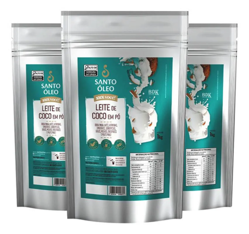 Kit 3 Leite de Coco em Po 1Kg - Santo Oleo