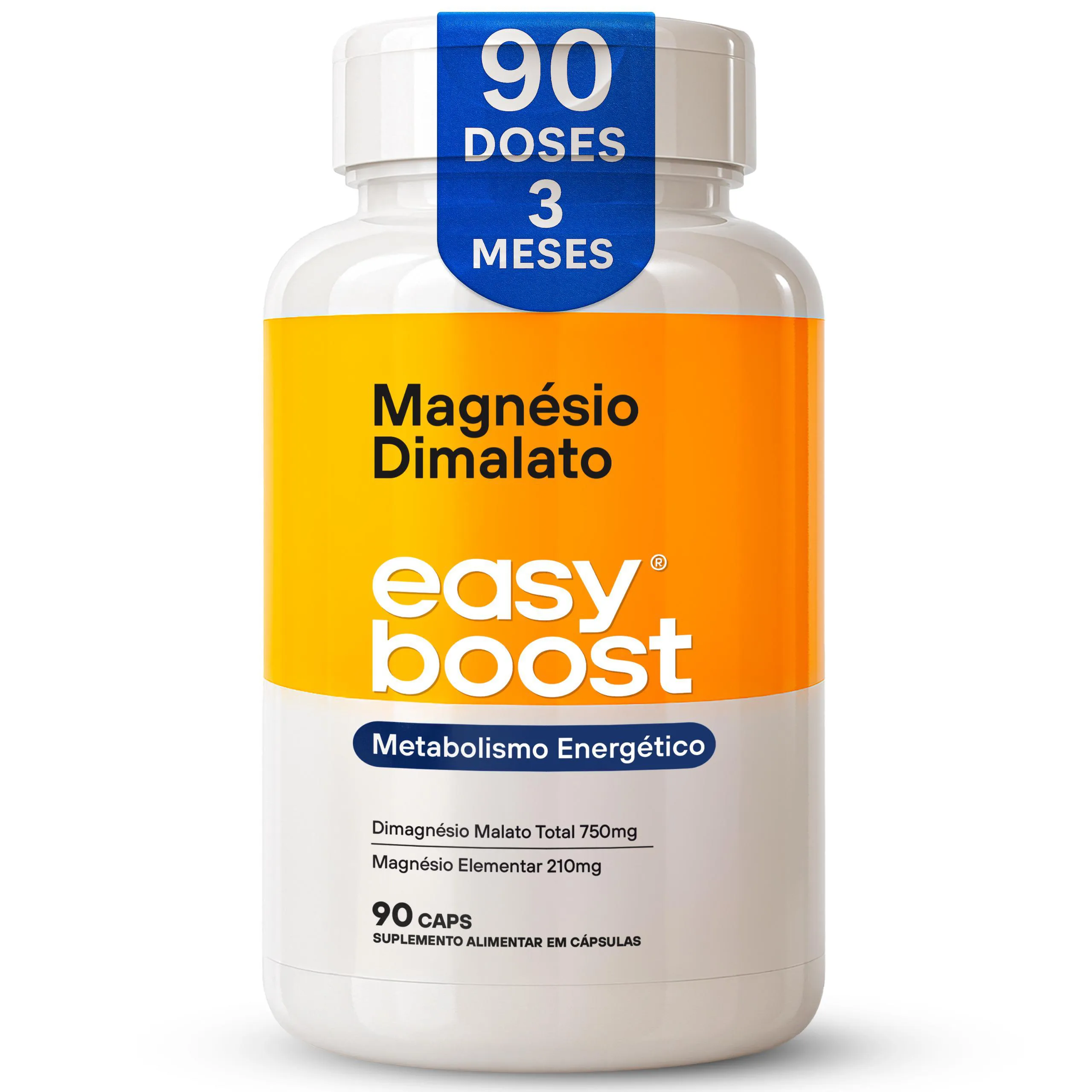 Magnésio Dimalato 100% Easy Boost 1500mg 90 cápsulas