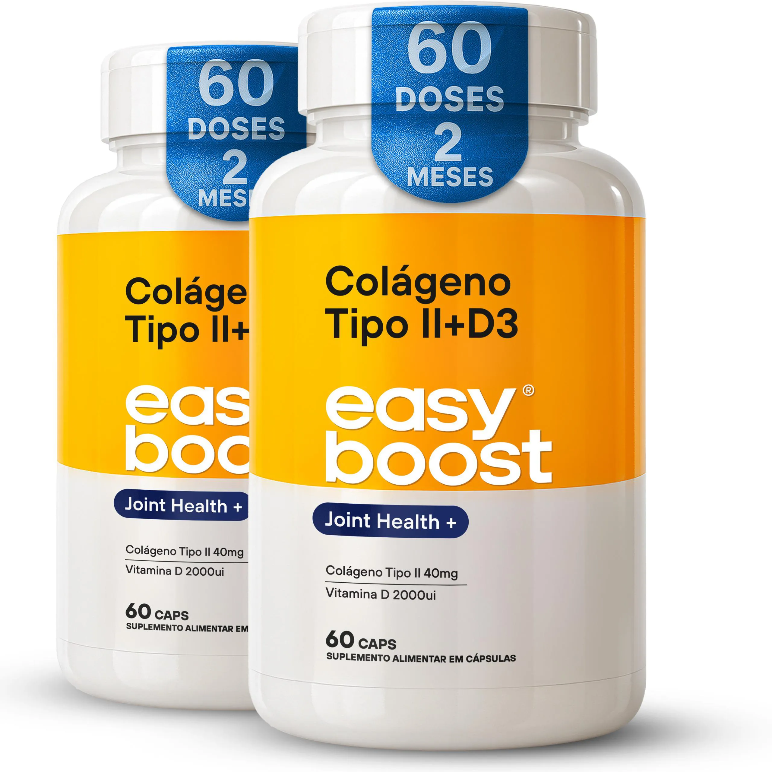 Colágeno Tipo 2 40mg + D3 2000ui Easy Boost 120 cápsulas Kit 2x