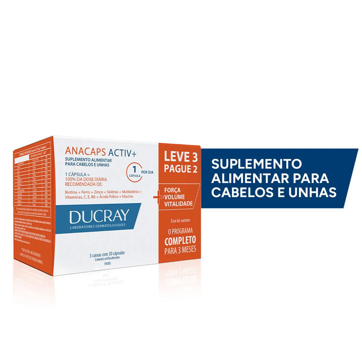 Polivitamínico Anacaps Activ+ Cabelos e Unhas 90 cápsulas
