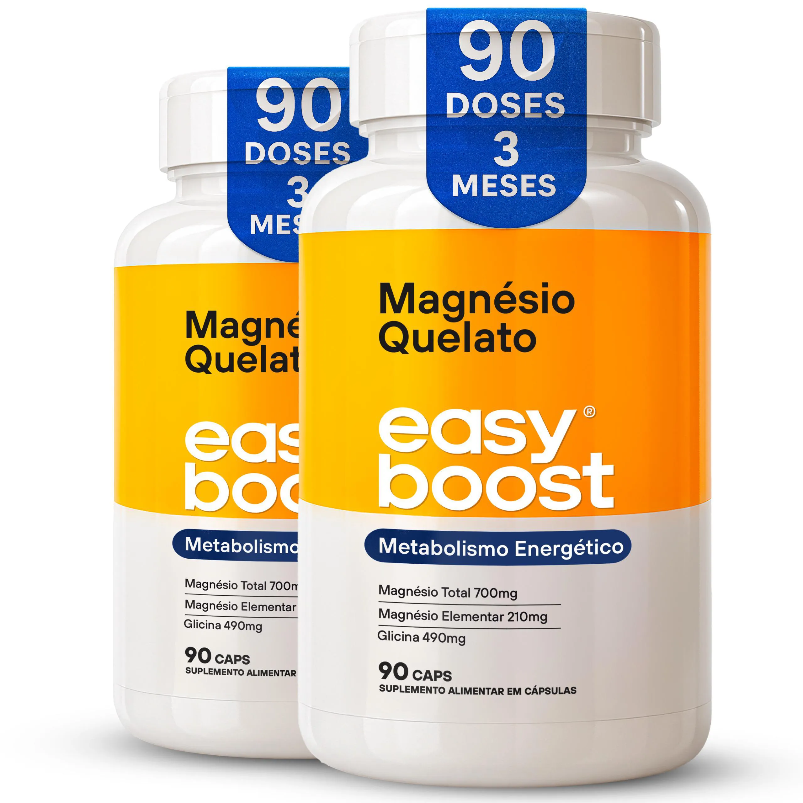 Magnésio Quelato Easy Boost Bisglicinato 180 cápsulas Kit 2x