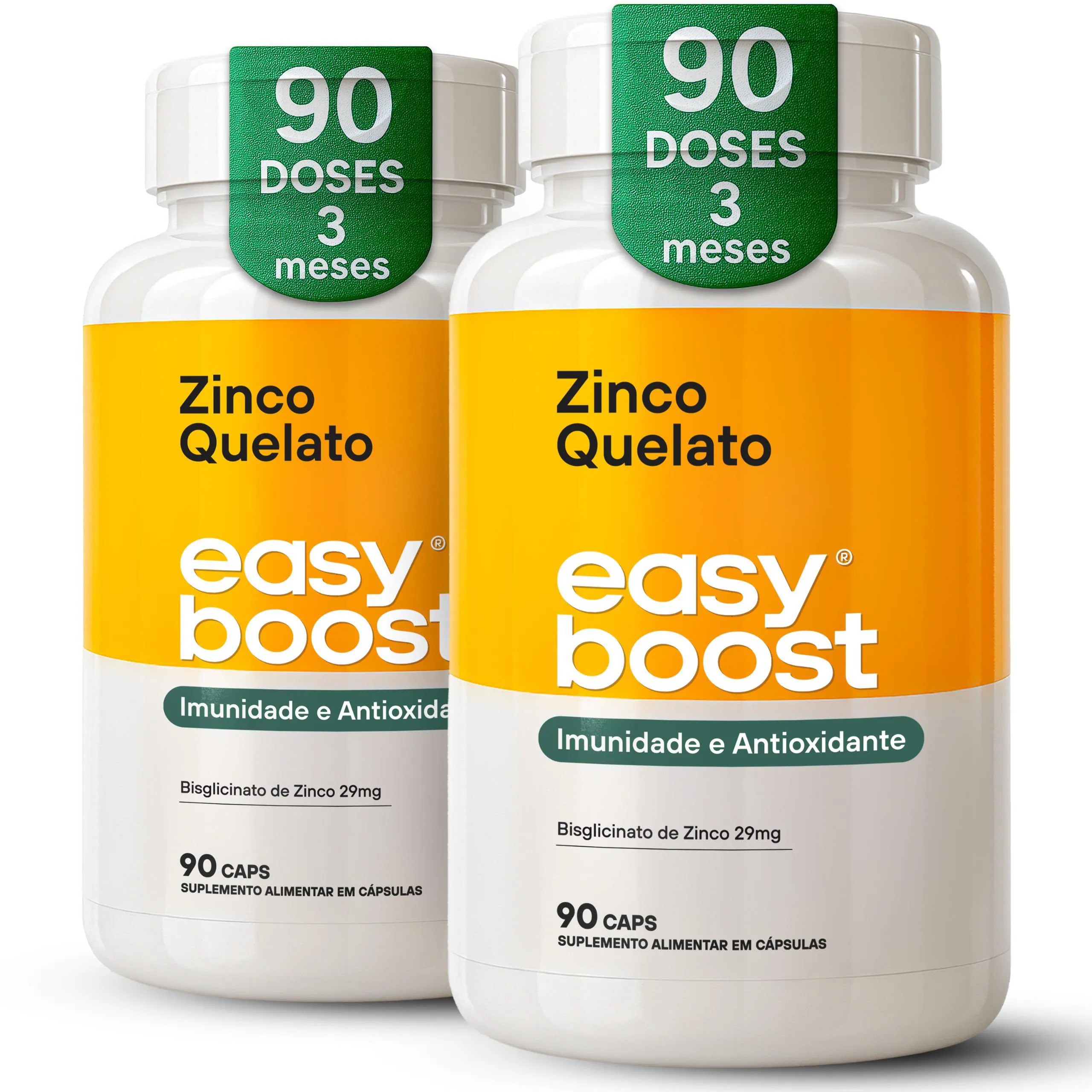 Zinco Quelato Easy Boost Bisglicinato 29mg 180 cápsulas Kit 2x