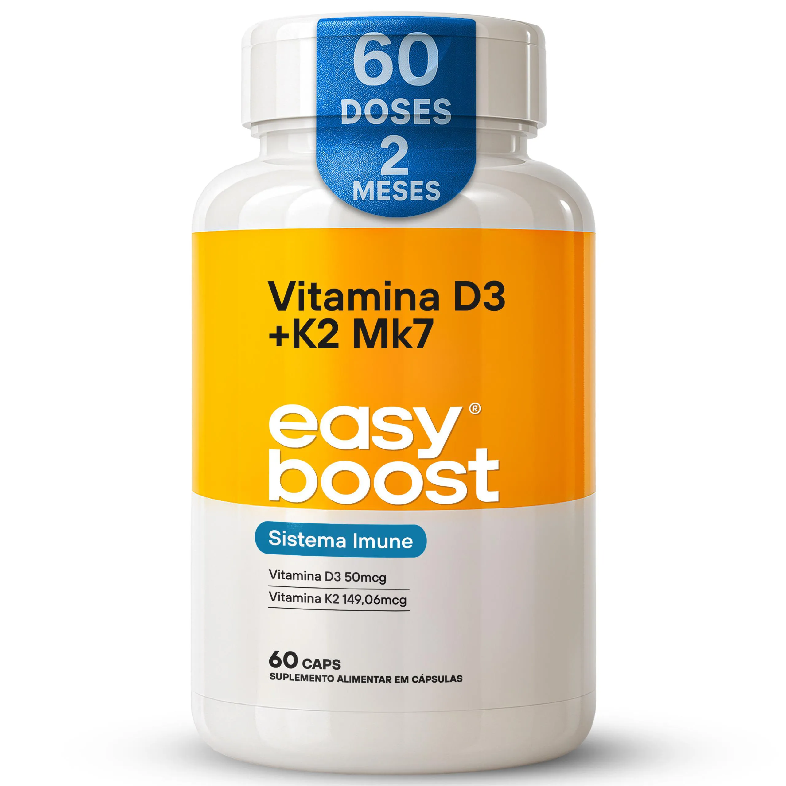 Vitamina D3 + K2 Mk7 Easy Boost D3 2000ui K2 149mcg 60 cápsulas