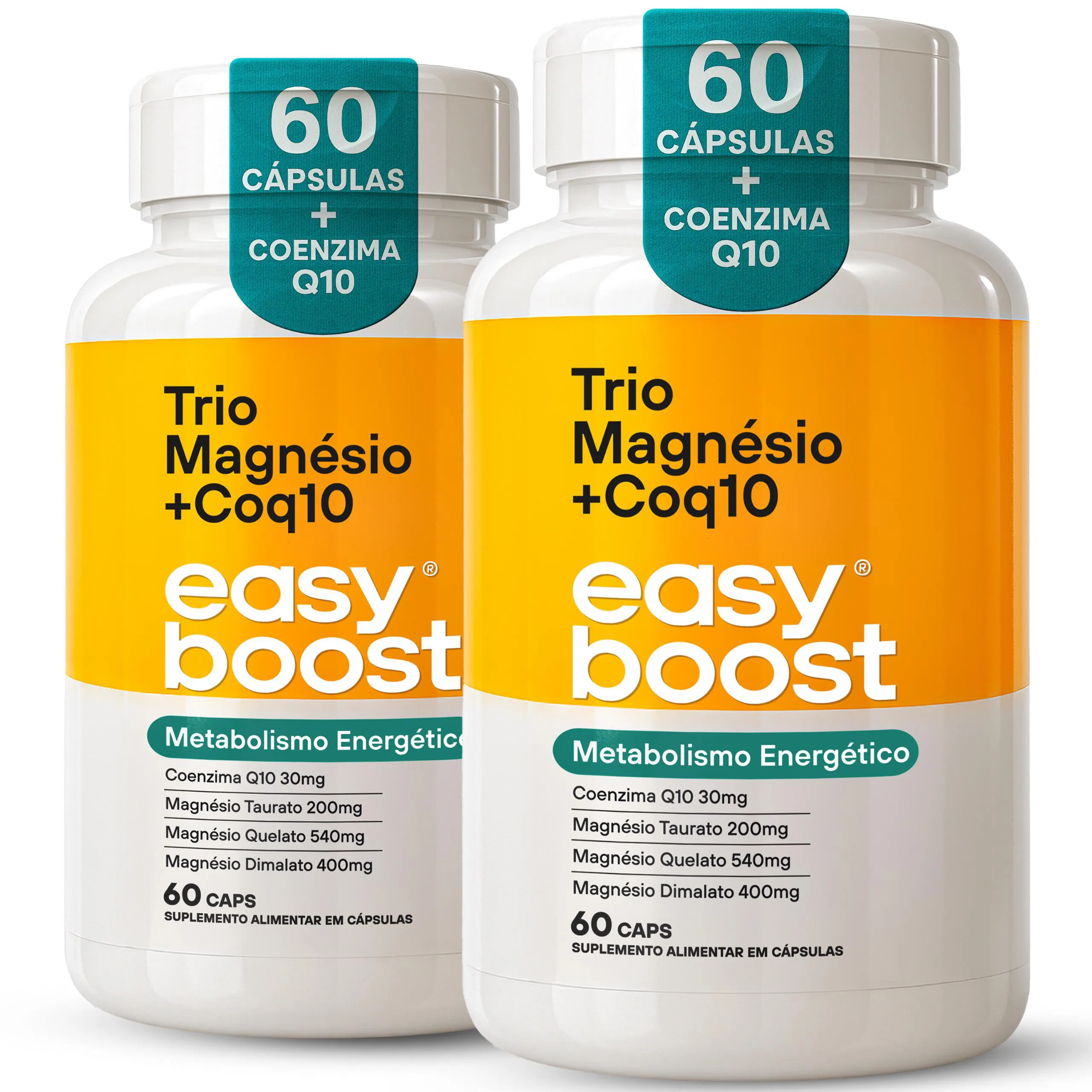 Trio Magnésio Dimalato Quelato Taurato Q10 Easyboost 120 cápsulas Kit 2