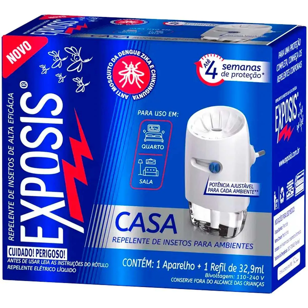 2 Aparelhos Repelente Elétrico + Refil Exposis Casa 32,9Ml