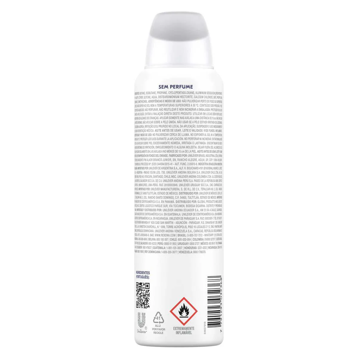 Desodorante Antitranspirante Aerosol Rexona Sem Perfume Feminino 72h 150ml