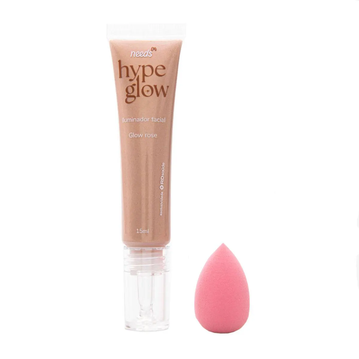 Iluminador Facial Líquido Needs com Esponja Make Hype Glow 15g