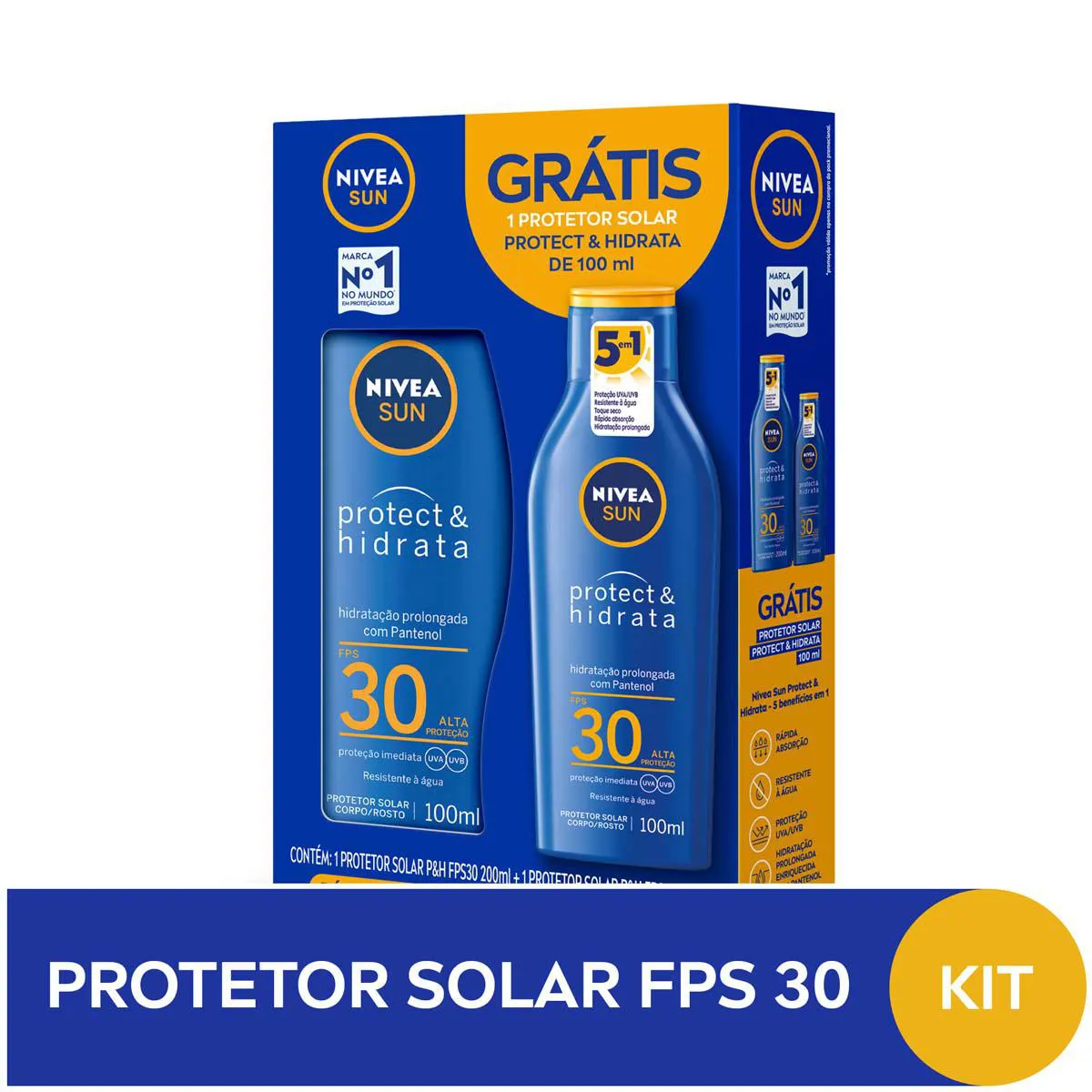Kit Protetor Solar Corporal Nivea Sun Protect & Hidrata FPS 30 com 200ml + 100ml