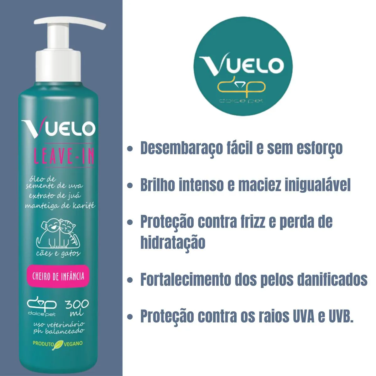 Leave-In Vuelo Cheiro de Infância para Cães e Gatos 300Ml