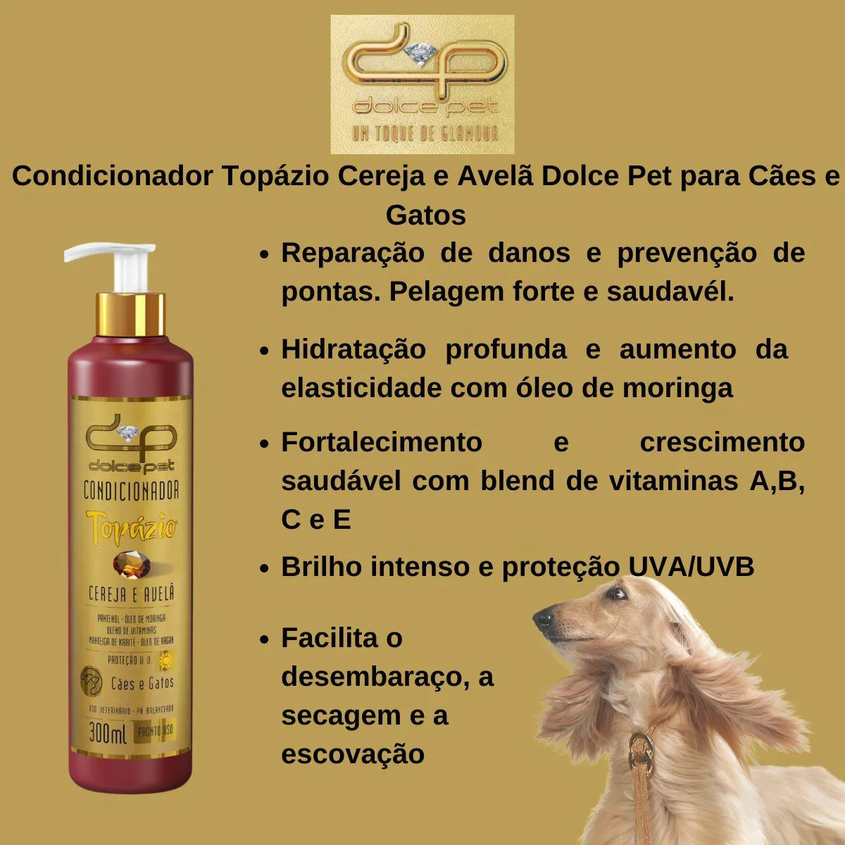 Condicionador Topázio Cereja e Avelã Dolce Pet para Cães e Gatos - 300Ml