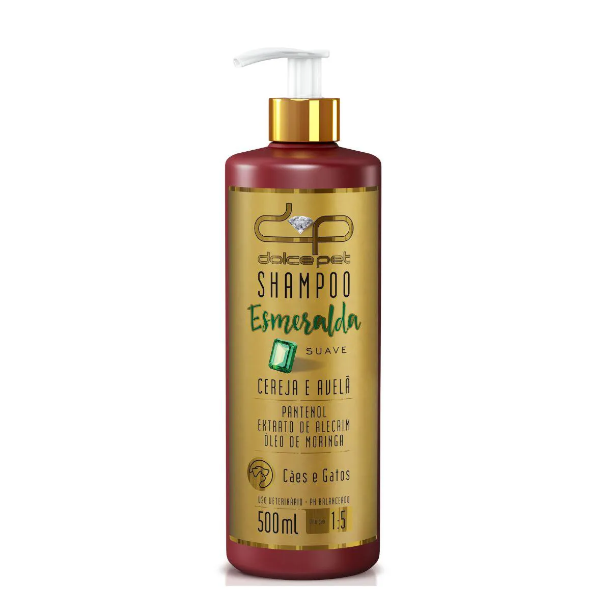 Kit 2 Shampoo Suave Cereja e Avelã Dolce Pet Cães e Gatos - 500 Ml